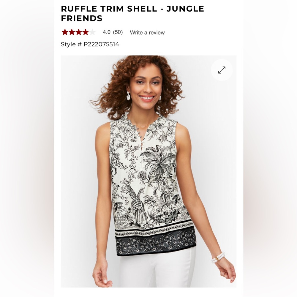 Talbots jungle print sleeveless blouse NEW